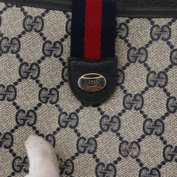 GUCCI GG Supreme Sherry Line Shoulder Bag PVC Navy Gold 904 02 026 Auth mr2029