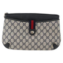 GUCCI GG Supreme Sherry Line Shoulder Bag PVC Navy Gold 904 02 026 Auth mr2029-13