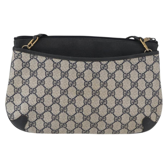 GUCCI GG Supreme Sherry Line Shoulder Bag PVC Navy Gold 904 02 026 Auth mr2029
