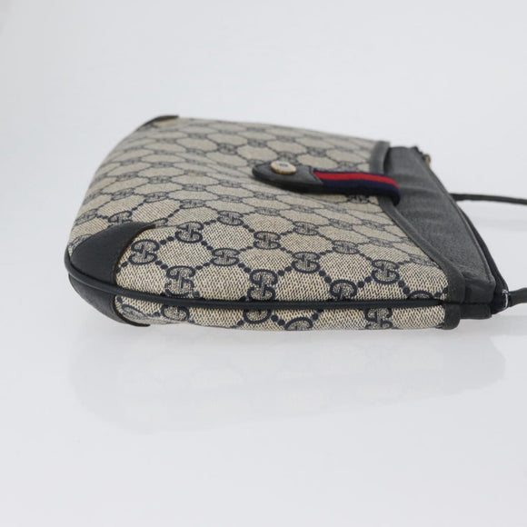 GUCCI GG Supreme Sherry Line Shoulder Bag PVC Navy Gold 904 02 026 Auth mr2029