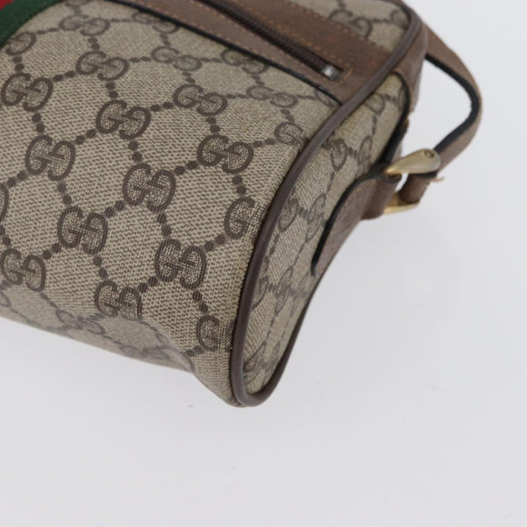 GUCCI GG Supreme Web Sherry Line Bag PVC Beige Gold 72 001 3654 Auth mr2030