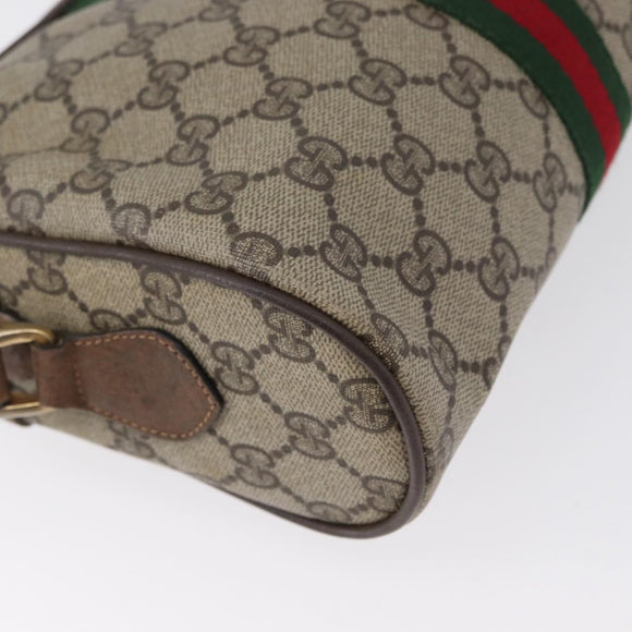 GUCCI GG Supreme Web Sherry Line Bag PVC Beige Gold 72 001 3654 Auth mr2030