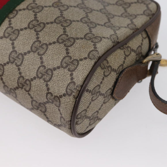 GUCCI GG Supreme Web Sherry Line Bag PVC Beige Gold 72 001 3654 Auth mr2030