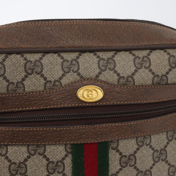 GUCCI GG Supreme Web Sherry Line Bag PVC Beige Gold 72 001 3654 Auth mr2030