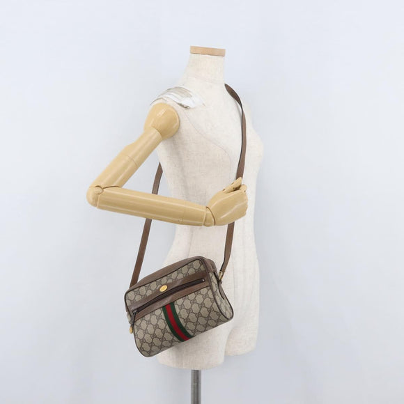 GUCCI GG Supreme Web Sherry Line Bag PVC Beige Gold 72 001 3654 Auth mr2030
