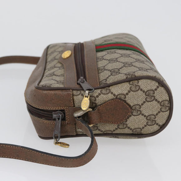 GUCCI GG Supreme Web Sherry Line Bag PVC Beige Gold 72 001 3654 Auth mr2030