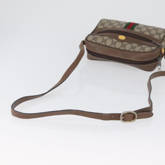 GUCCI GG Supreme Web Sherry Line Bag PVC Beige Gold 72 001 3654 Auth mr2030