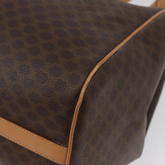 CELINE Macadam Canvas Tote Bag PVC Leather Brown Gold Auth mr2036