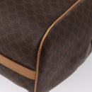 CELINE Macadam Canvas Tote Bag PVC Leather Brown Gold Auth mr2036-17