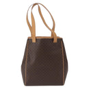 CELINE Macadam Canvas Tote Bag PVC Leather Brown Gold Auth mr2036-2