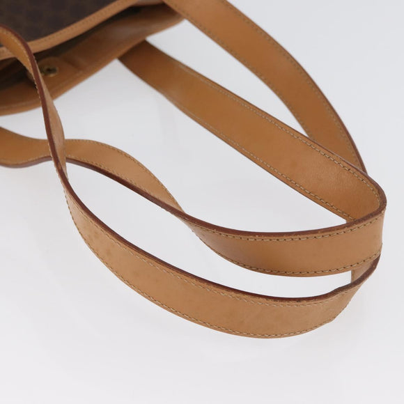 CELINE Macadam Canvas Tote Bag PVC Leather Brown Gold Auth mr2036
