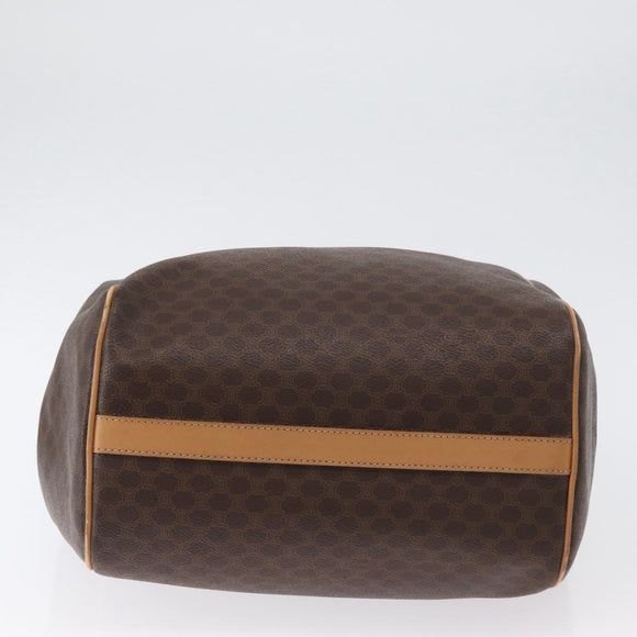 CELINE Macadam Canvas Tote Bag PVC Leather Brown Gold Auth mr2036