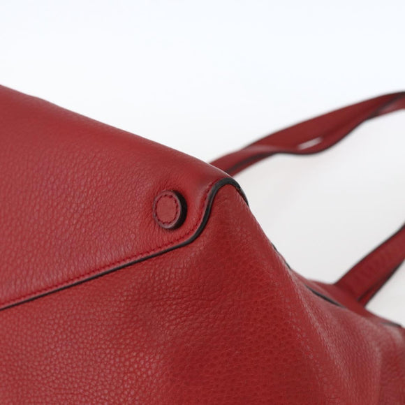 PRADA Tragetasche Leder Rot Gold Auth mr2039
