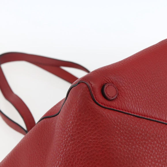 PRADA Tragetasche Leder Rot Gold Auth mr2039