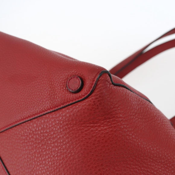 PRADA Tragetasche Leder Rot Gold Auth mr2039