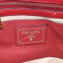 PRADA Tragetasche Leder Rot Gold Auth mr2039-9