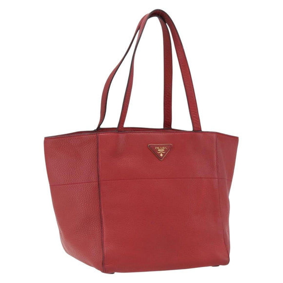 PRADA Tragetasche Leder Rot Gold Auth mr2039