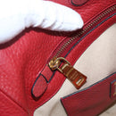 PRADA Tragetasche Leder Rot Gold Auth mr2039-22