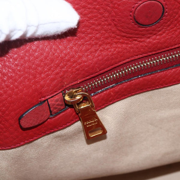 PRADA Tragetasche Leder Rot Gold Auth mr2039