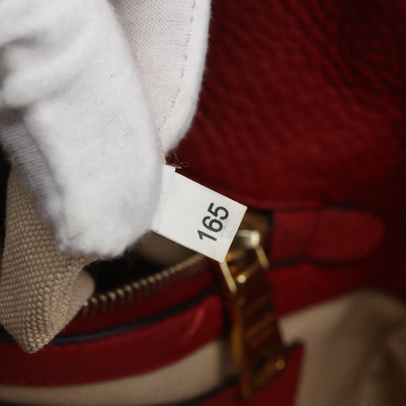 PRADA Tragetasche Leder Rot Gold Auth mr2039