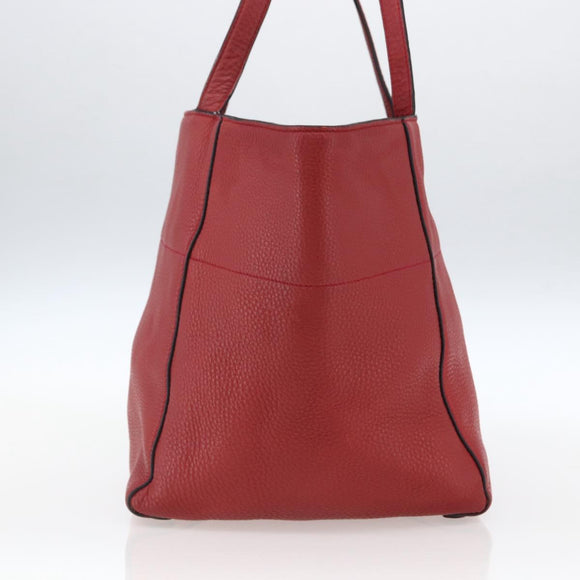 PRADA Tragetasche Leder Rot Gold Auth mr2039