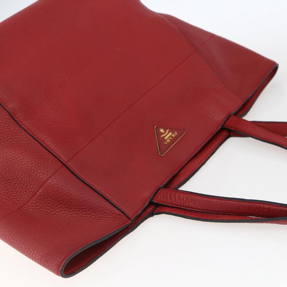 PRADA Tragetasche Leder Rot Gold Auth mr2039
