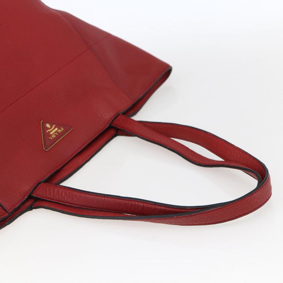 PRADA Tragetasche Leder Rot Gold Auth mr2039