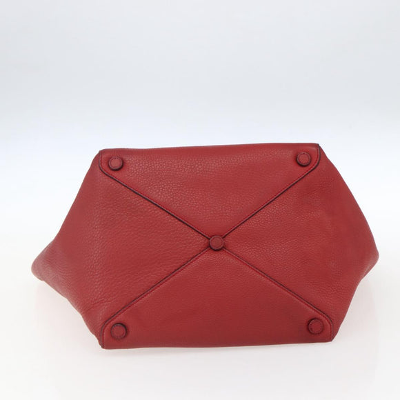 PRADA Tragetasche Leder Rot Gold Auth mr2039