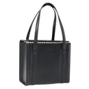 BURBERRY Nova Check Hand Bag Leather Black Silver Auth mr2041-1