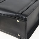 BURBERRY Nova Check Hand Bag Leather Black Silver Auth mr2041-9