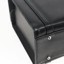 BURBERRY Nova Check Hand Bag Leather Black Silver Auth mr2041-16