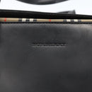 BURBERRY Nova Check Hand Bag Leather Black Silver Auth mr2041-10