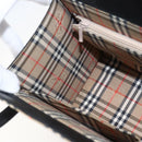 BURBERRY Nova Check Hand Bag Leather Black Silver Auth mr2041-18