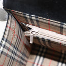 BURBERRY Nova Check Hand Bag Leather Black Silver Auth mr2041-19