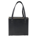 BURBERRY Nova Check Hand Bag Leather Black Silver Auth mr2041-13