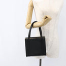 BURBERRY Nova Check Hand Bag Leather Black Silver Auth mr2041-20