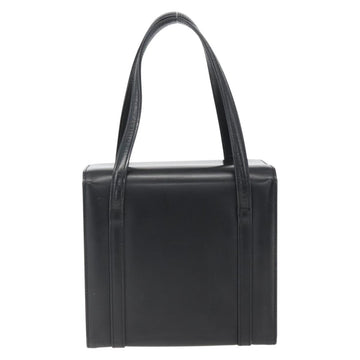 BURBERRY Nova Check Hand Bag Leather Black Silver Auth mr2041 - 0