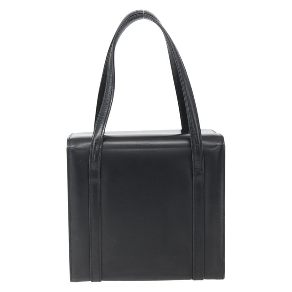 BURBERRY Nova Check Hand Bag Leather Black Silver Auth mr2041