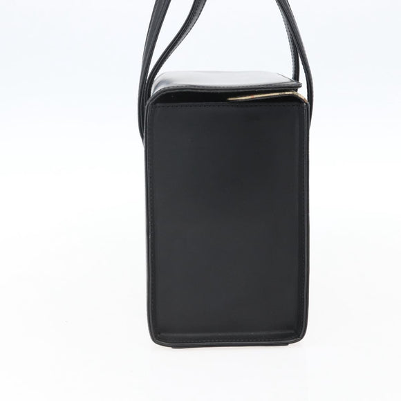 BURBERRY Nova Check Hand Bag Leather Black Silver Auth mr2041