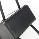 BURBERRY Nova Check Hand Bag Leather Black Silver Auth mr2041-6