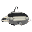CHANEL Waist bag Canvas Black Silver CC Auth mr2042-1