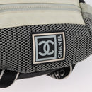 CHANEL Waist bag Canvas Black Silver CC Auth mr2042-19