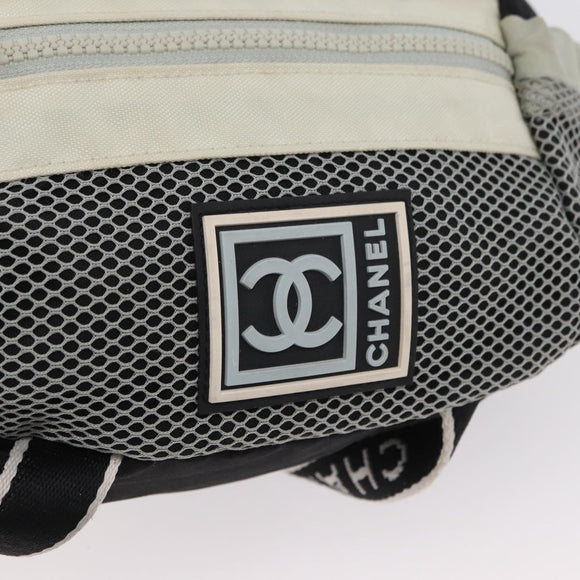 CHANEL Waist bag Canvas Black Silver CC Auth mr2042