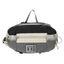 CHANEL Waist bag Canvas Black Silver CC Auth mr2042-13