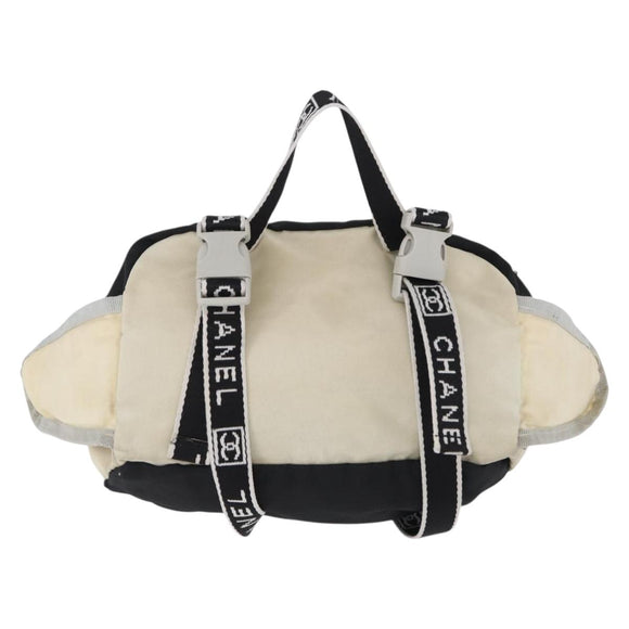 CHANEL Waist bag Canvas Black Silver CC Auth mr2042