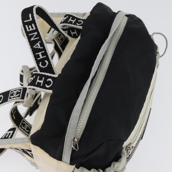 CHANEL Waist bag Canvas Black Silver CC Auth mr2042