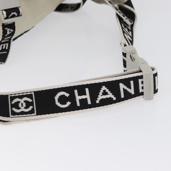 CHANEL Waist bag Canvas Black Silver CC Auth mr2042