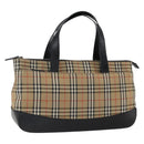 BURBERRY Nova Check Hand Bag Canvas Brown Gold Auth mr2045-1