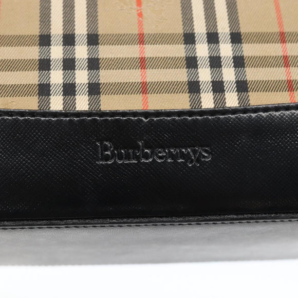 BURBERRY Nova Check Hand Bag Canvas Brown Gold Auth mr2045