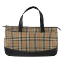 BURBERRY Nova Check Hand Bag Canvas Brown Gold Auth mr2045-2